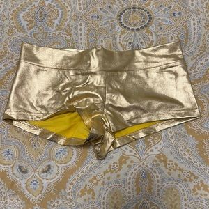 NWOT iHeartRaves Gold Booty Shorts